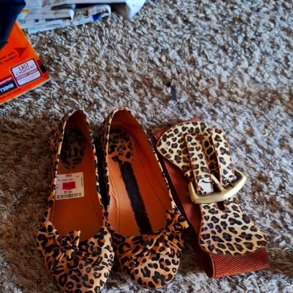 Leopard Print Flats with Matching Belt